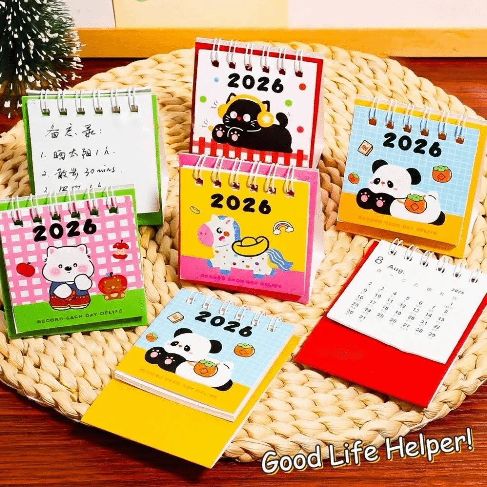 

2026 Chinese Style Mini Desktop Paper Calendar Yearly Notebook Planner Scheduler Multi-function Agenda Organizer Home Decor