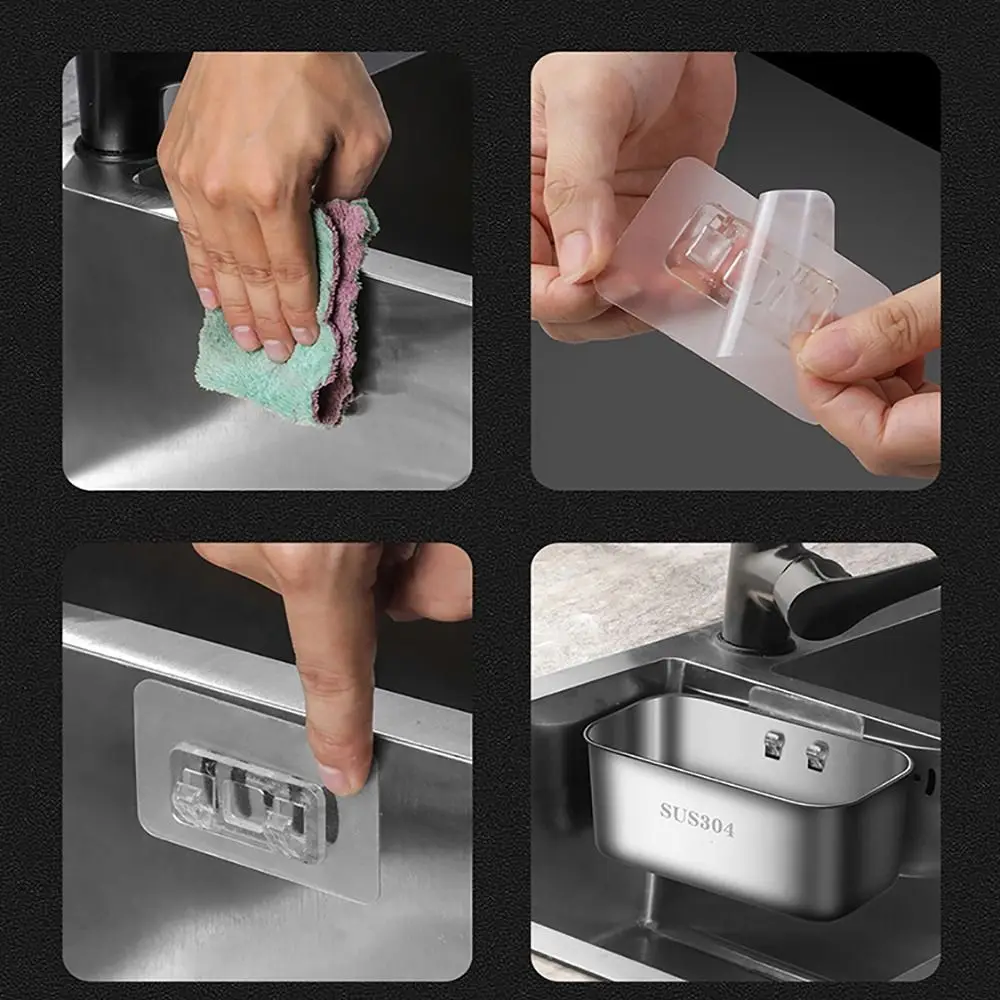 304 حوض الفولاذ المقاوم للصدأ سلة مصفاة معلقة مربع المدمجة المطبخ القمامة تصفية سهلة التنظيف استنزاف بسرعة #4