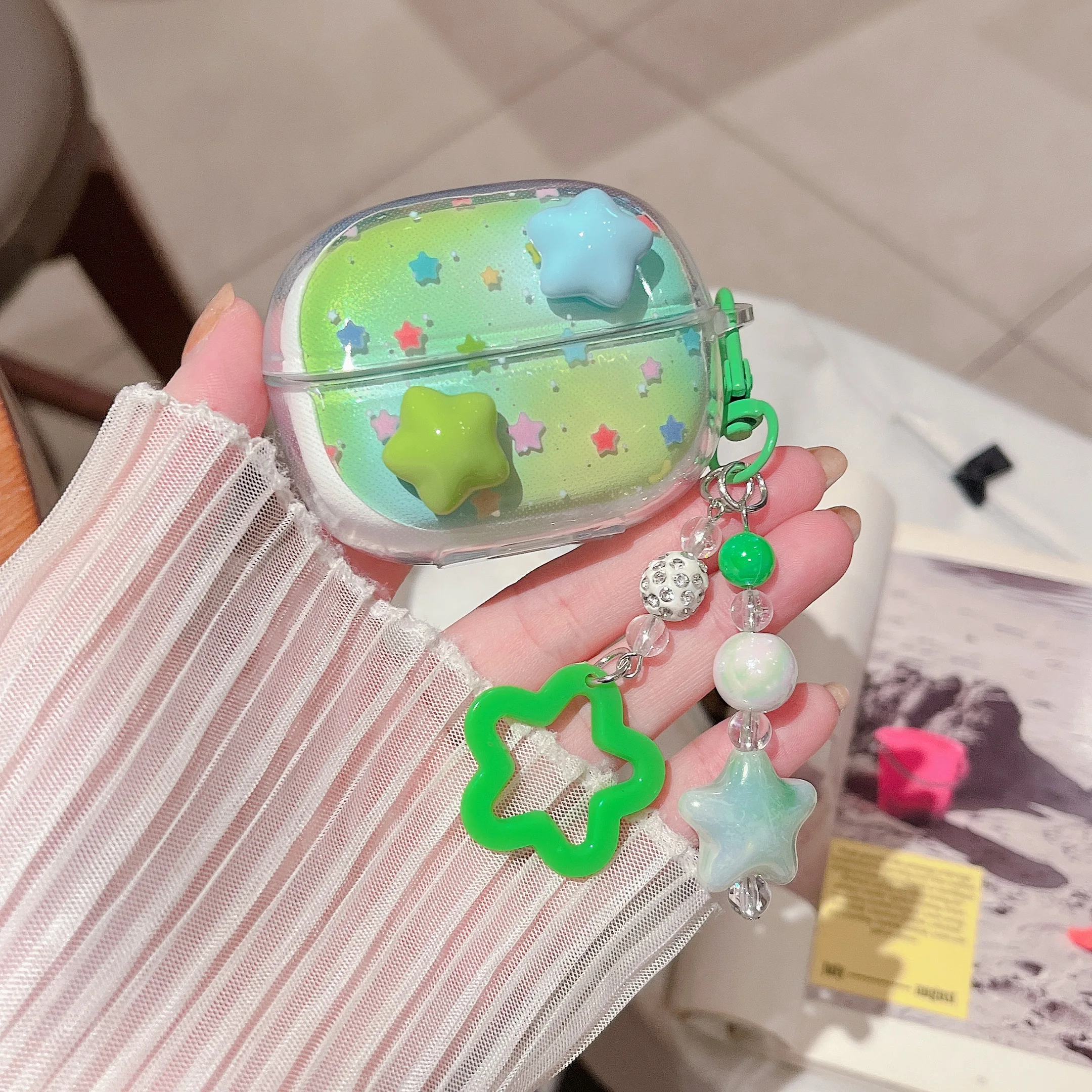 

Cute 3D Star Fish Flower Case For Redmi Buds 8 Pro 5 6s 6 Pro 7s 6 Play Transparent Earphone Funda Soft TPU Cover with Keychain