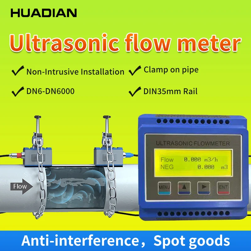 

oem tuya zigbee 1-10 gallon water flow meter plastic Rail installation Module Modular ultrasonic flow meter with pulse output