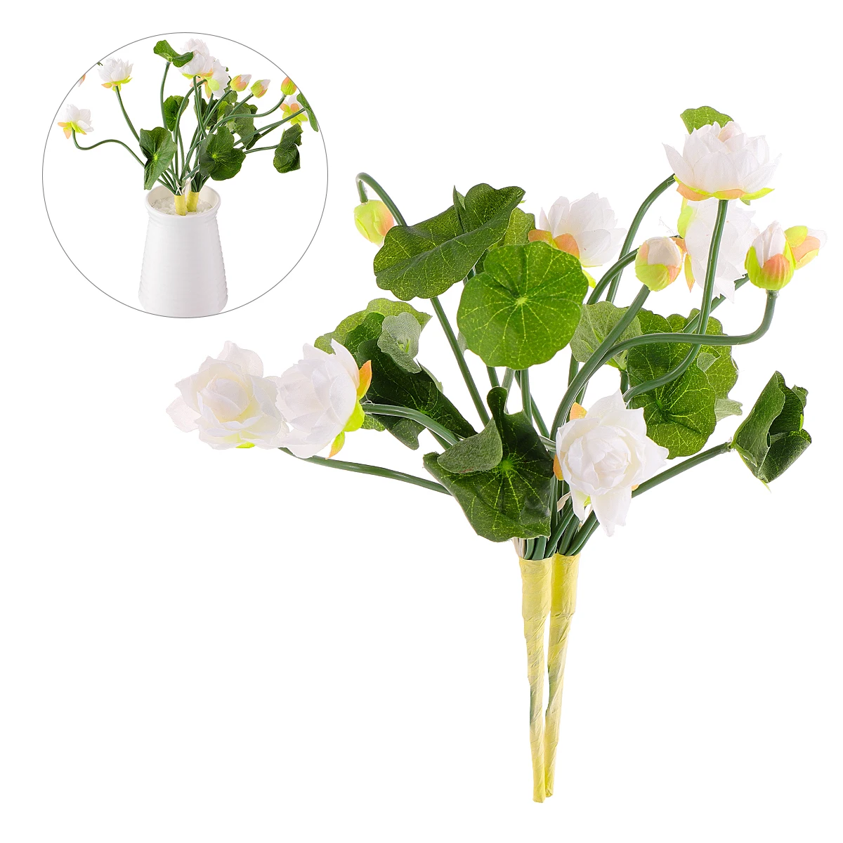 

2 Pcs Mini Lotus Flower Decoration Faux Artificial Miniature Plants Silk Cloth Fake Home