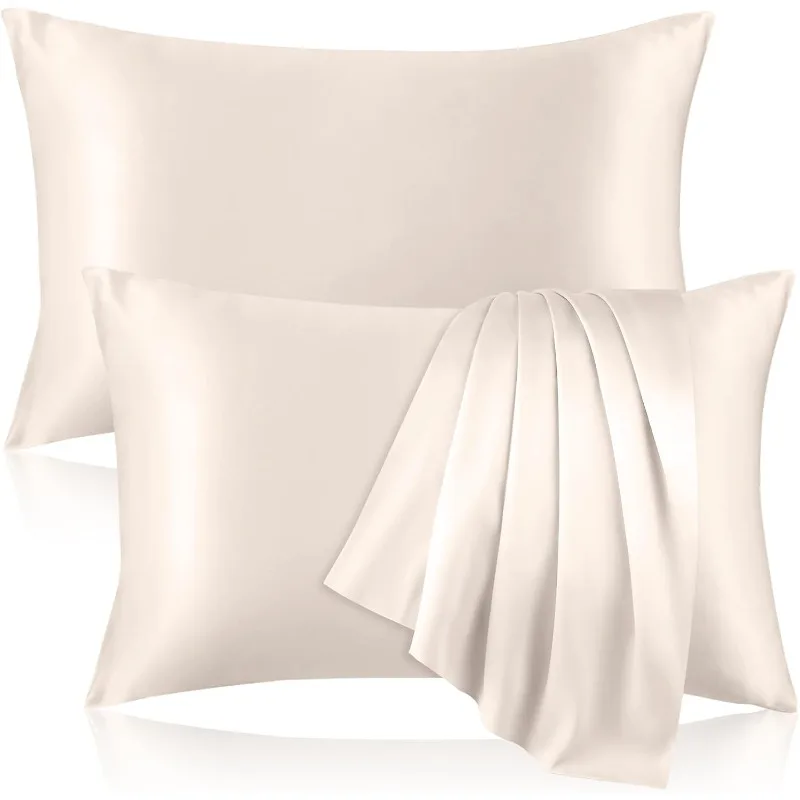 2PCS 100% Natural Mulberry Silk Pillowcase, Real Silk Bedding Cover for Hair & Skin Protection, Any Size Customizable