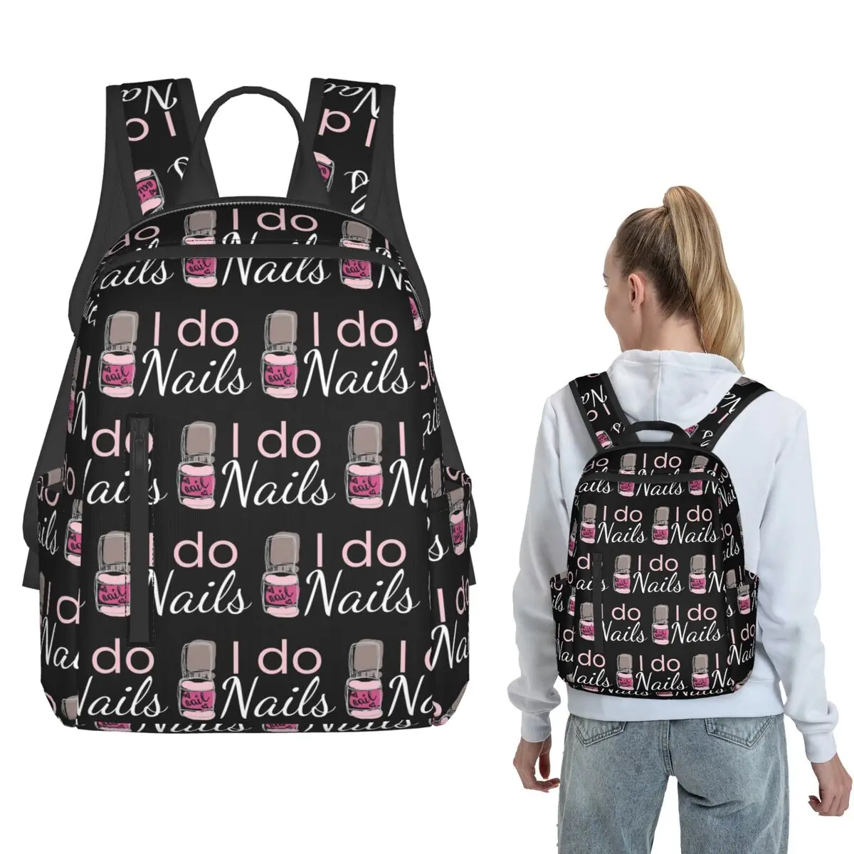 I Do Nails Fingernail Manicure Studio Backpack Daypack Boys Girls BookBag School Bag Shoulder Bags for Men Women