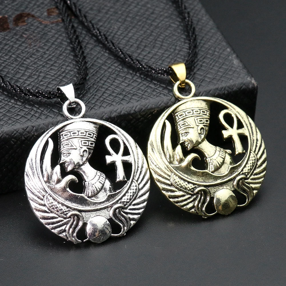 نفرتيتي عنخ قلادة الملكة المصرية صورة أتون فرعون قلادة مصر القديمة را الشمس الله T الصليب تميمة امرأة مجوهرات هدية