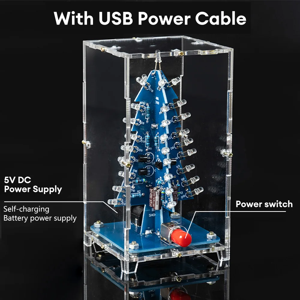 DIY LED Multicoloured Christmas Tree Kit DC5V LED Flashing Light Circuit Kit Electronic Fun Soldering Practice Kit