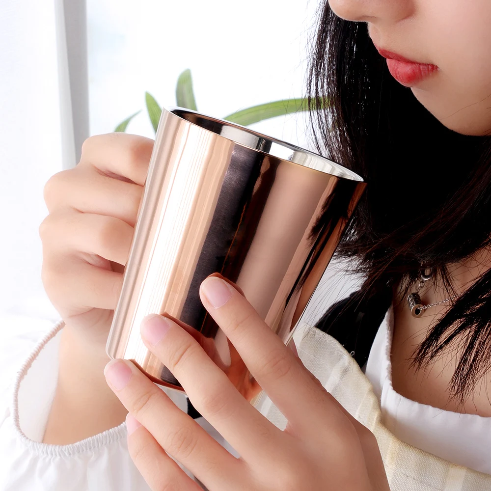 300ml Stainless Steel Coffee Mug Portable Milk Cup With Handle Double Wall Rainbow Cups Travel Tumbler Milk Tea Mugs