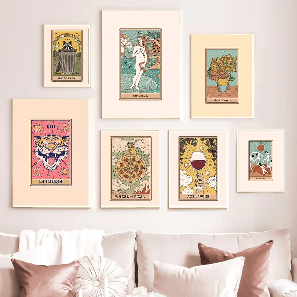 Dance Canvas Painting Wall Art Star Tarot Moon Sun Empress Retro Vintage Nordic Posters And Prints For Living Room Decoration
