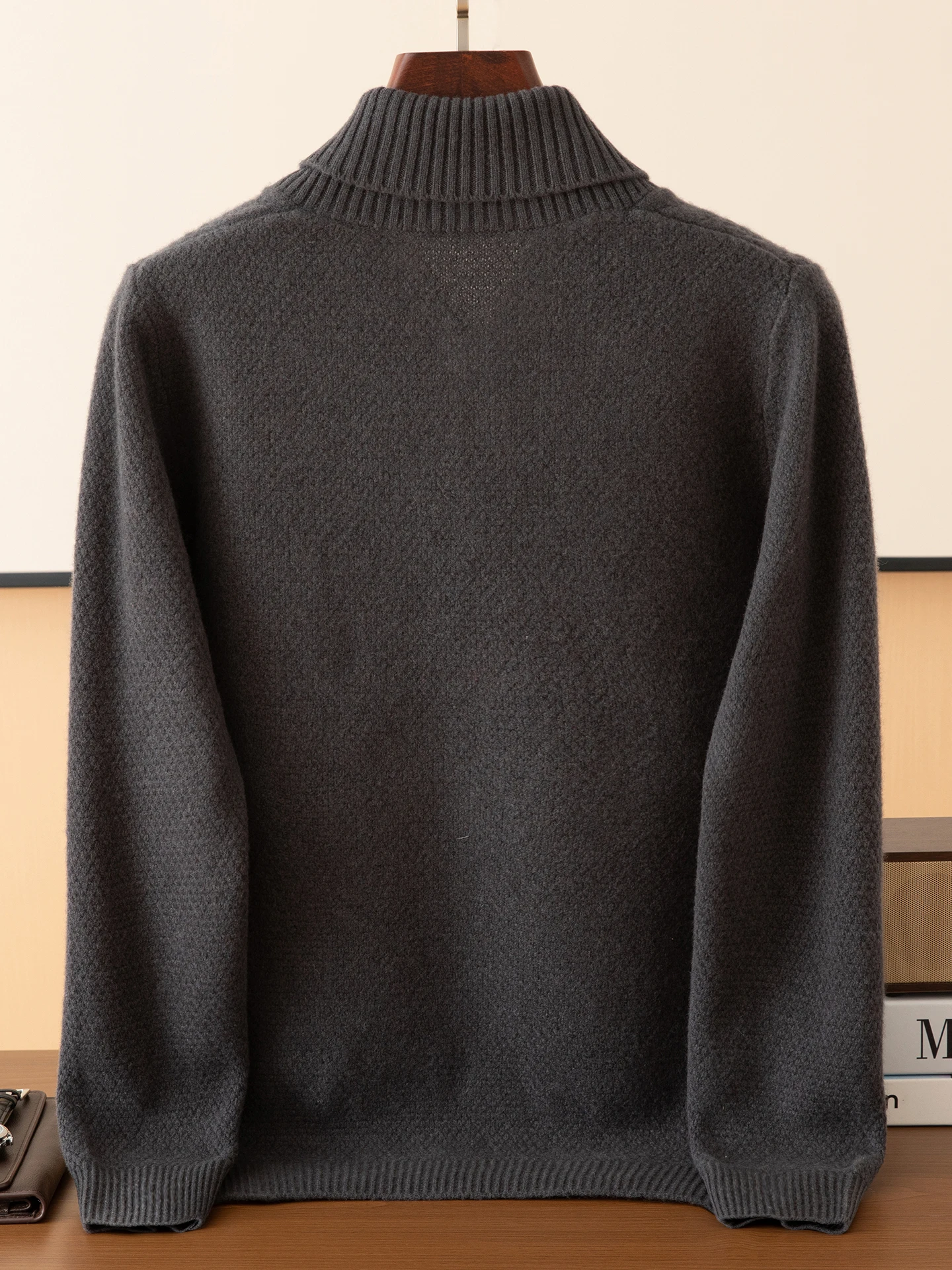 Sweter Wol Merino 100% Pria Model Terbaru Musim Gugur Musim Dingin Rajutan Pullover Kasual Lengan Panjang Pakaian Atasan Tebal Jumper Kasmir