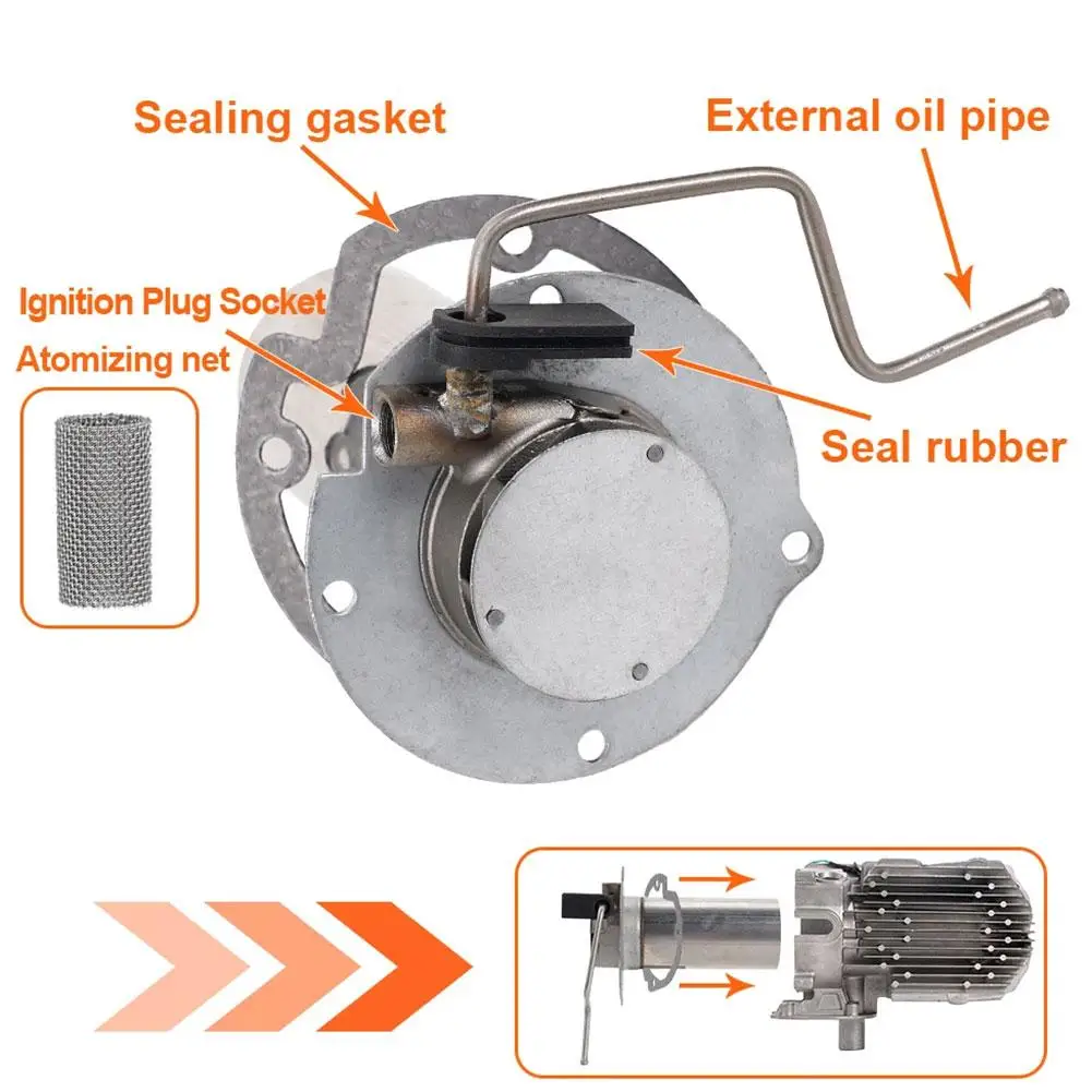 12V ディーゼルパーキングヒーターバーナーインサートトーチ燃焼室コンバスター ガスケット 5KW 車、トラック、キャンピングカー用ヒーター アクセサリー T5T2