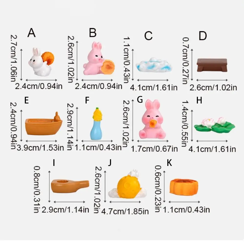 Stile cinese Mid-Autumn Rabbit Decor Doll Rabbit/Mooncake Shape decorativo Mooncake Rabbit Statue Resin Mini