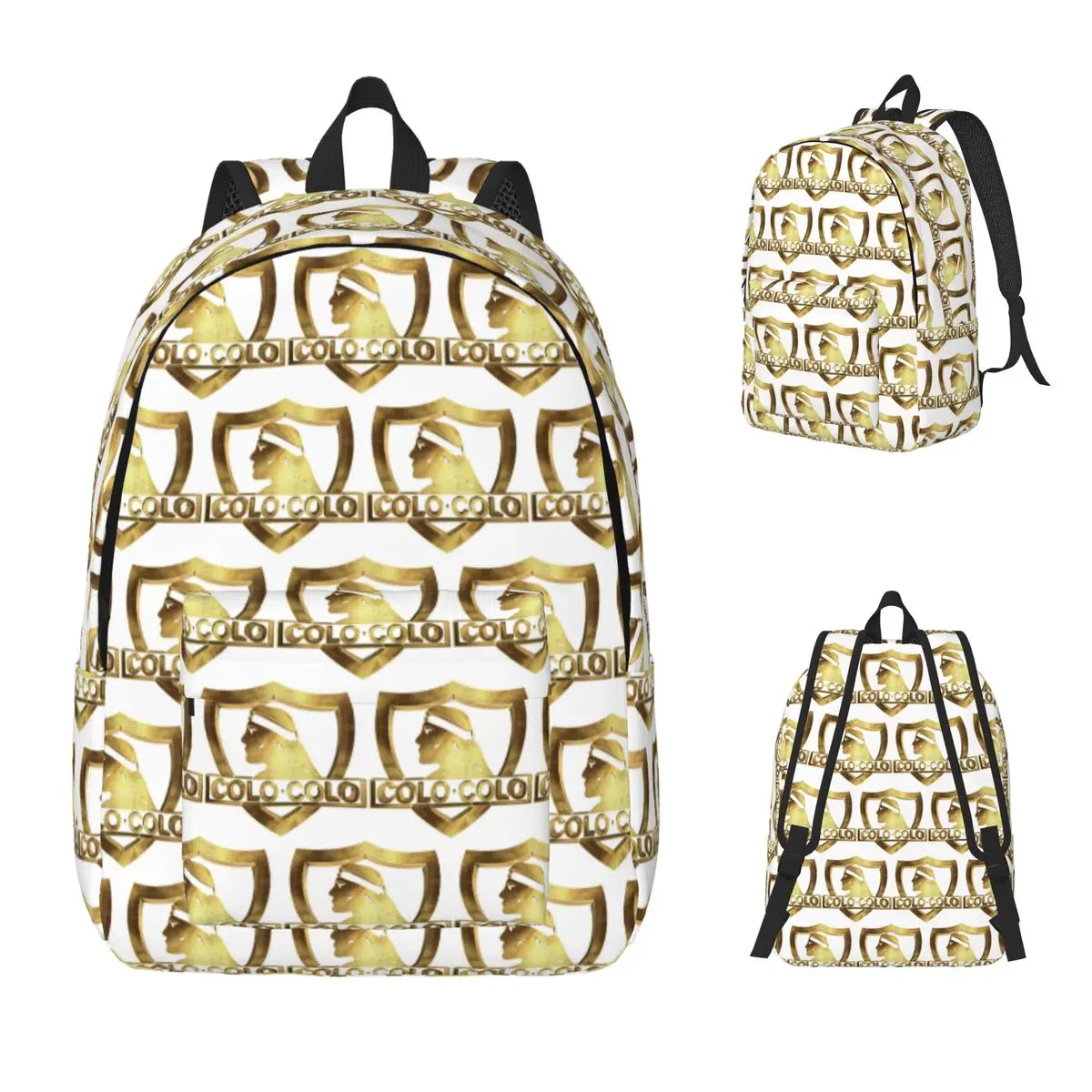 My Golden Santiago Football Colo Barra Brava Chile Backpack Daypack Boys Girls BookBag School Bag Shoulder Bags for Men Women