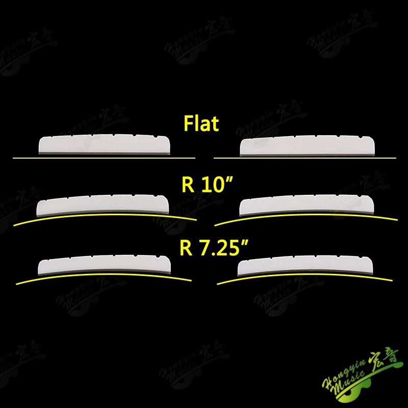 Tuerca de hueso ranurada Real para guitarra eléctrica, almohada de cuerda superior, almohada de guitarra, puente de guitarra (Fondo Flat42/43*3,4*6)