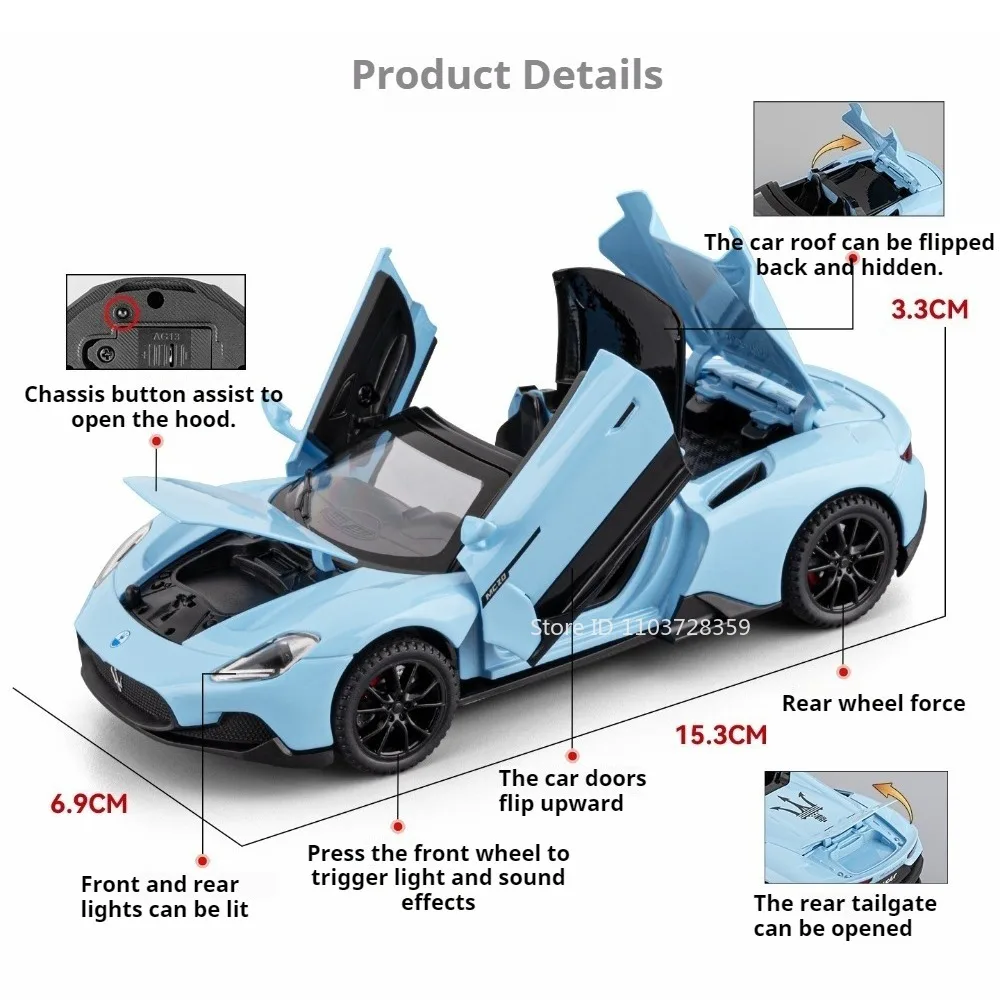 Sportwagen im Maßstab 1:32 Modell MC20 Tomahawk SRT Spielzeug Legierung Druckguss Sound Licht Türen geöffnet zurückziehen Ornament Supercars für Kinder – Detail 11