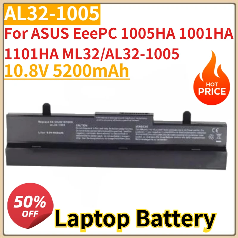 High Quality New AL32-1005 Laptop Battery 10.8V 5200mAh For ASUS EeePC 1005HA 1001HA 1101HA ML32/AL32-1005