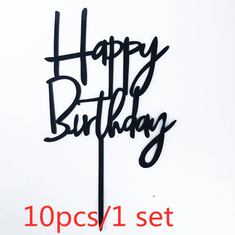 10 Stück Happy Birthday Tortendekoration Gold Acryl Kuchenflagge für Kindergeburtstag Geschenk Tortendekoration Backzubehör – Detail 11