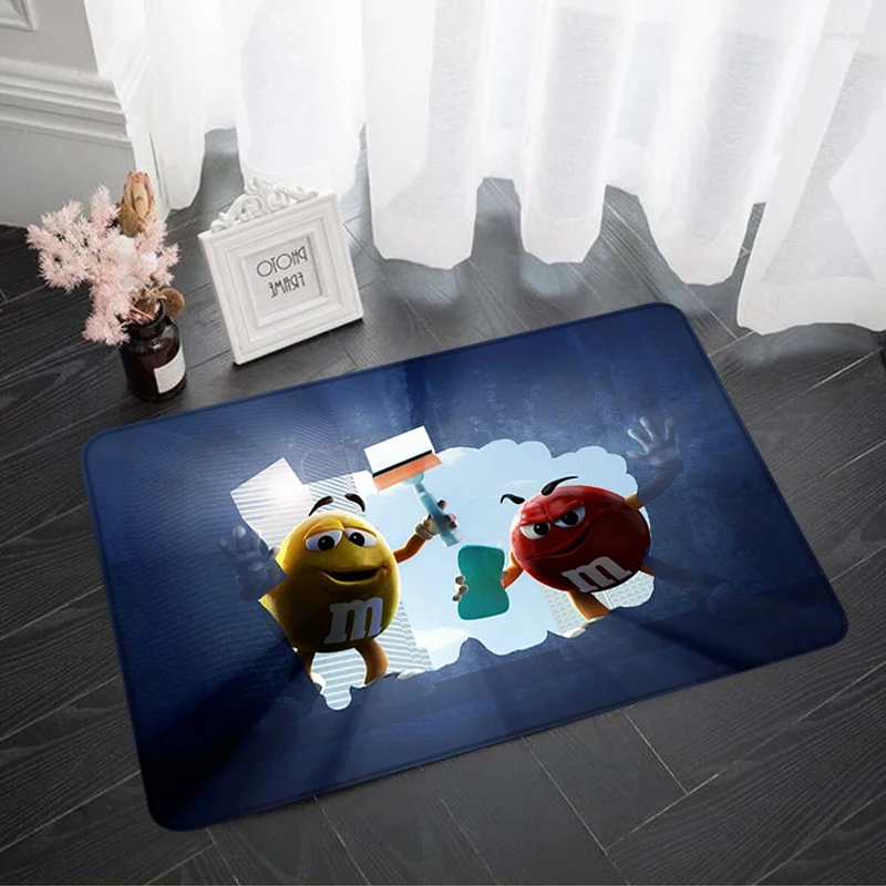 Children Room Rug Foot Carpet M&M Candy Snack Entrance Doormat Kawaii Rug Floor Mat Carpet Anti Slip  Home Kitchen Hallway Decor