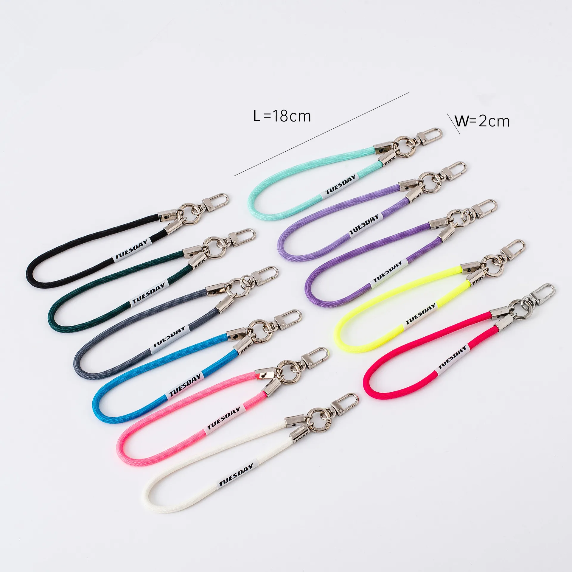 Fluorescent Color Key Chain Metal Clip Buckle Keychains Cell Phone Strap Anti-lost Lanyard Hanging Cord Wrist Strap For Keys