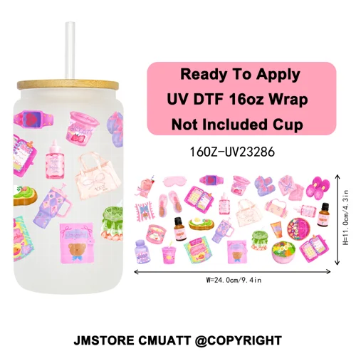 Self Love Daily Affirmations UV DTF Cup Wrap Ready To Apply Transfer Stickers Durable For 16OZ Libbey Glass Can DIY Decoration