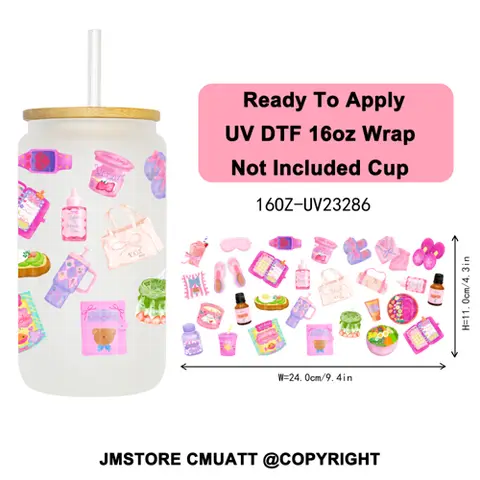 Self Love Daily Affirmations UV DTF Cup Wrap Ready To Apply Transfer Stickers Durable For 16OZ Libbey Glass Can DIY Decoration