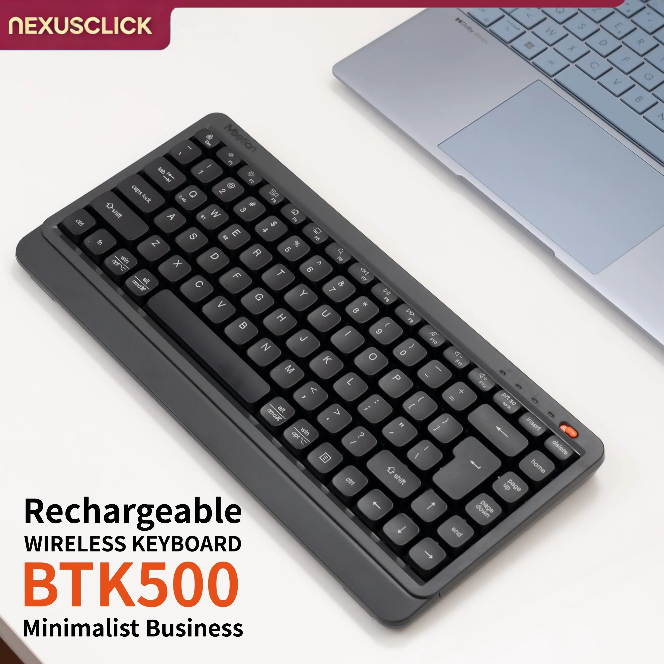 NexusClick Ultra Slim Quiet Wireless Keyboard,Dual Mode Rechargeable,84Keys Low-Profile Switch Layout for PC/Mac Business&Office