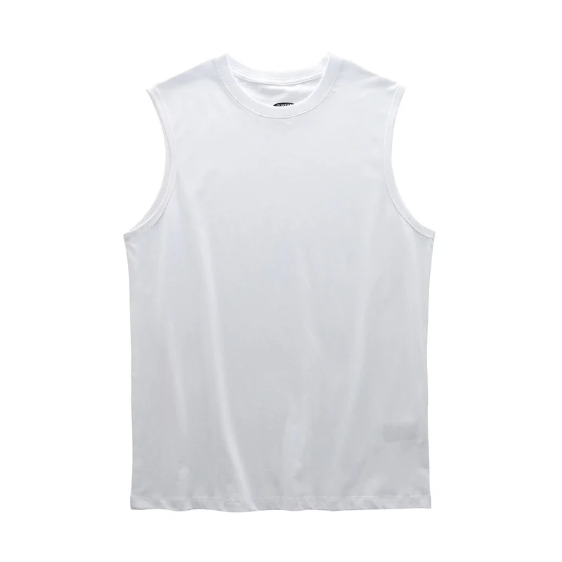 DUKEEN Sleeveless T-Shirt Men\'s Summer Cotton Tops Solid Color Fitness Clothes White Sports Undershirt Unisex