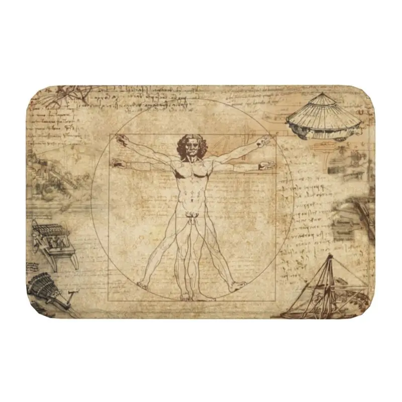 Custom Vitruvian Man Doormat Anti-Slip Entrance Bath Kitchen Floor Door Mat Leonardo Da Vinci Bedroom Balcony Carpet Rug