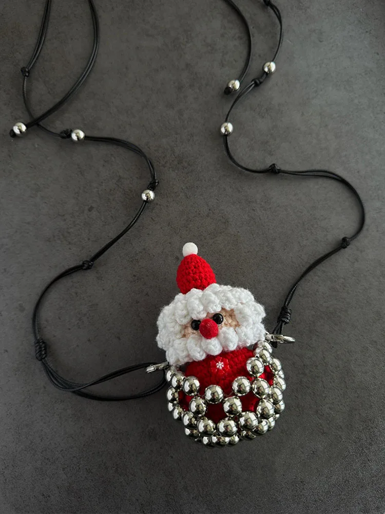 

2025 New Santa Claus Necklace Weaving Handmade Pendant Trendy Cute Christmas Jewelry Accessories for Women Girls Jewelry