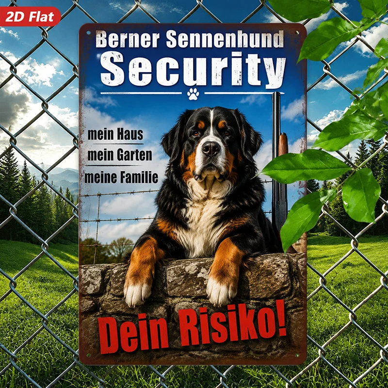 2D Flat, 1pc Metal Sign Wall Art, Home Decor, Bernese Mountain Dog Art