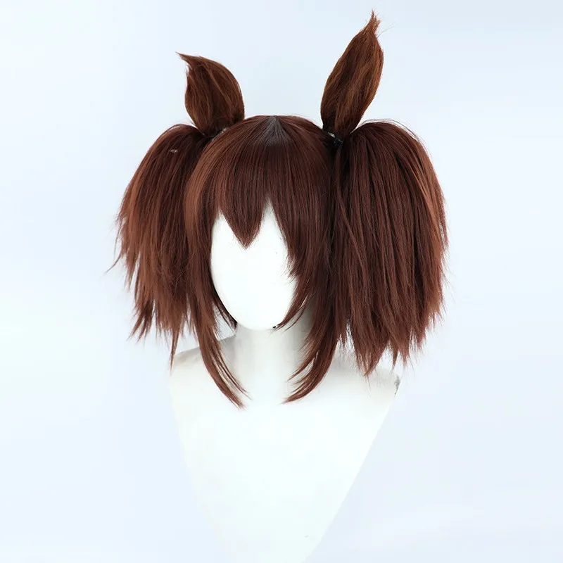 Inari One Anime wig racehorse Pretty Derby Rice cos wig dark brown animal ear role-playing costume Halloween