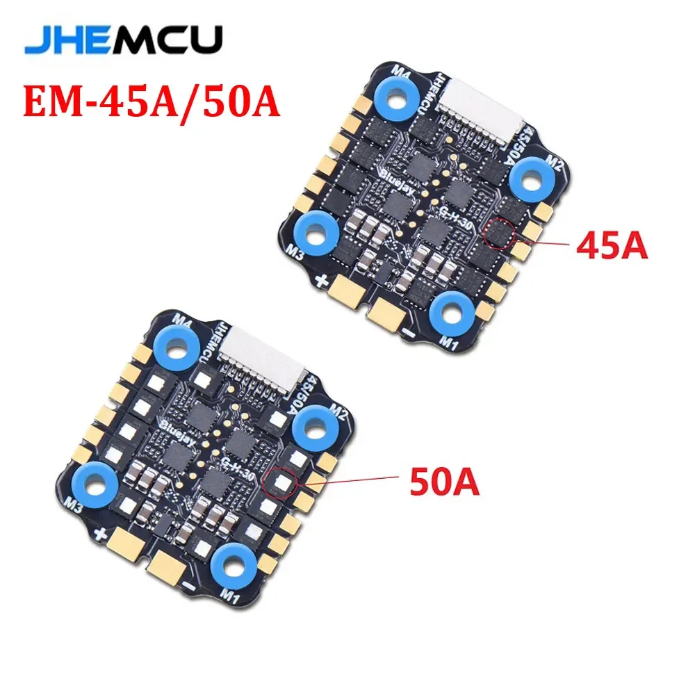 

JHEMCU EM 45A/ 50A 4 in 1 Brushless ESC 2-6S Lipo 20x20mm M4 Efficient for RC FPV Racing Freestyle Drone