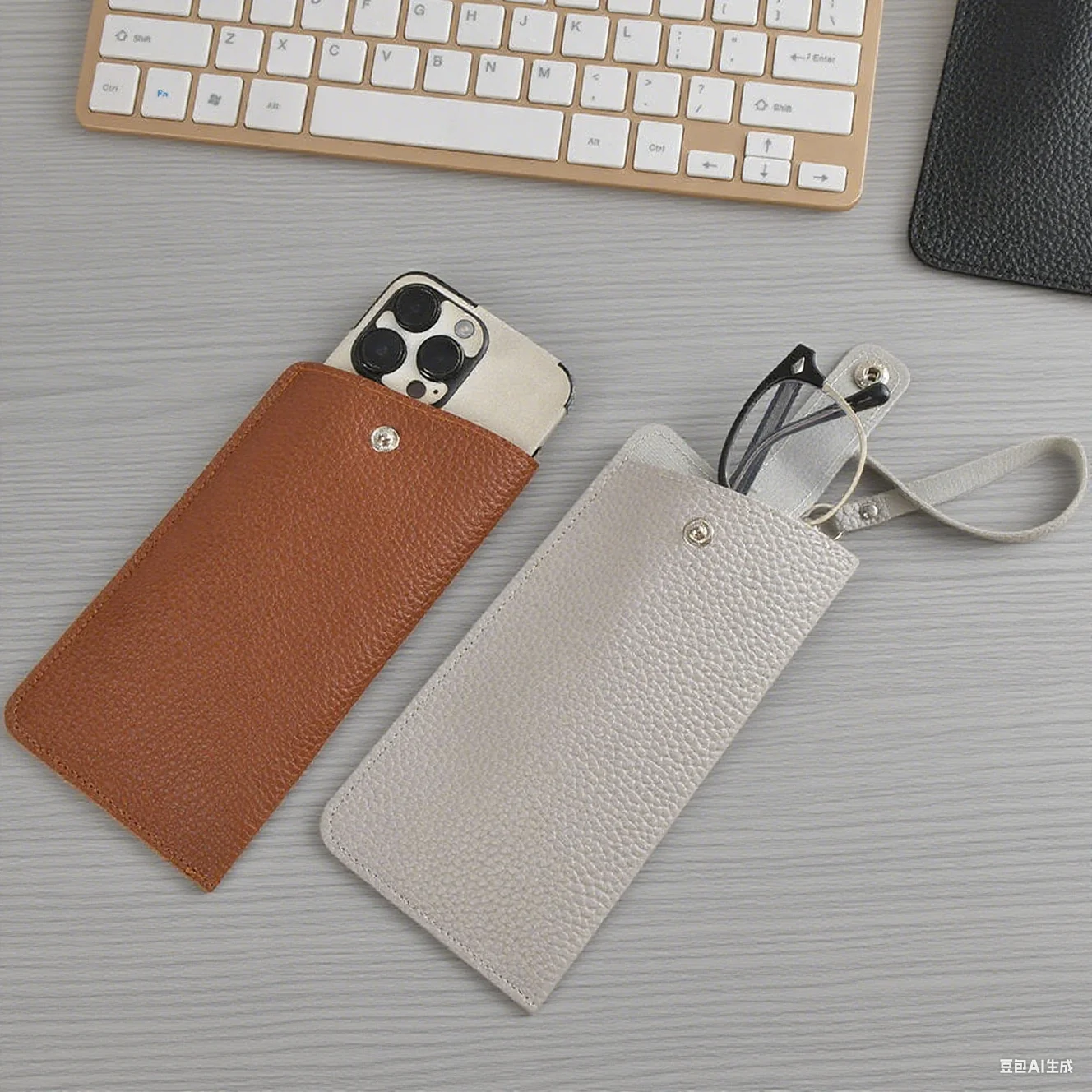 Women's Hanging Eyeglass Case Soft PU Leather Eyewear Glasses Holder Slim Pocket Cases Portable Travel Sunglasses Storage Bag