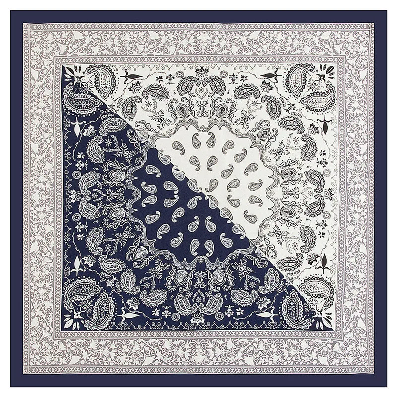 MENGLINXI 60cm*60cm 2024 Fashion Women Luxury Brand Twill Silk Scarf Bandanna Paisley Print Small Square Scarves Hijab Headband