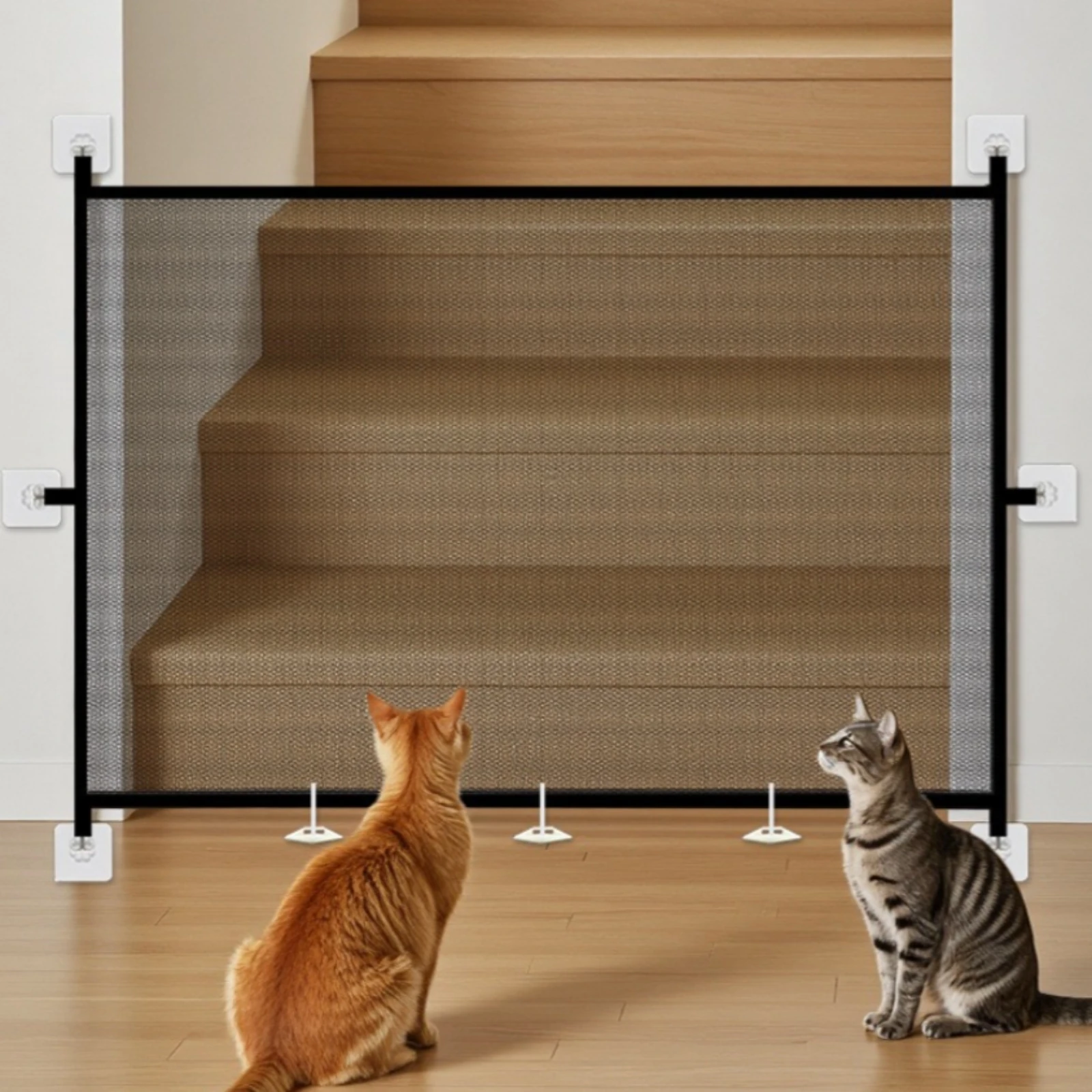 Mesh Pet Barrier Panel Black Frame Rectangular Mesh Gate Panel Indoor Pet Divider Bottom Fixing Points Dog Fence Panels