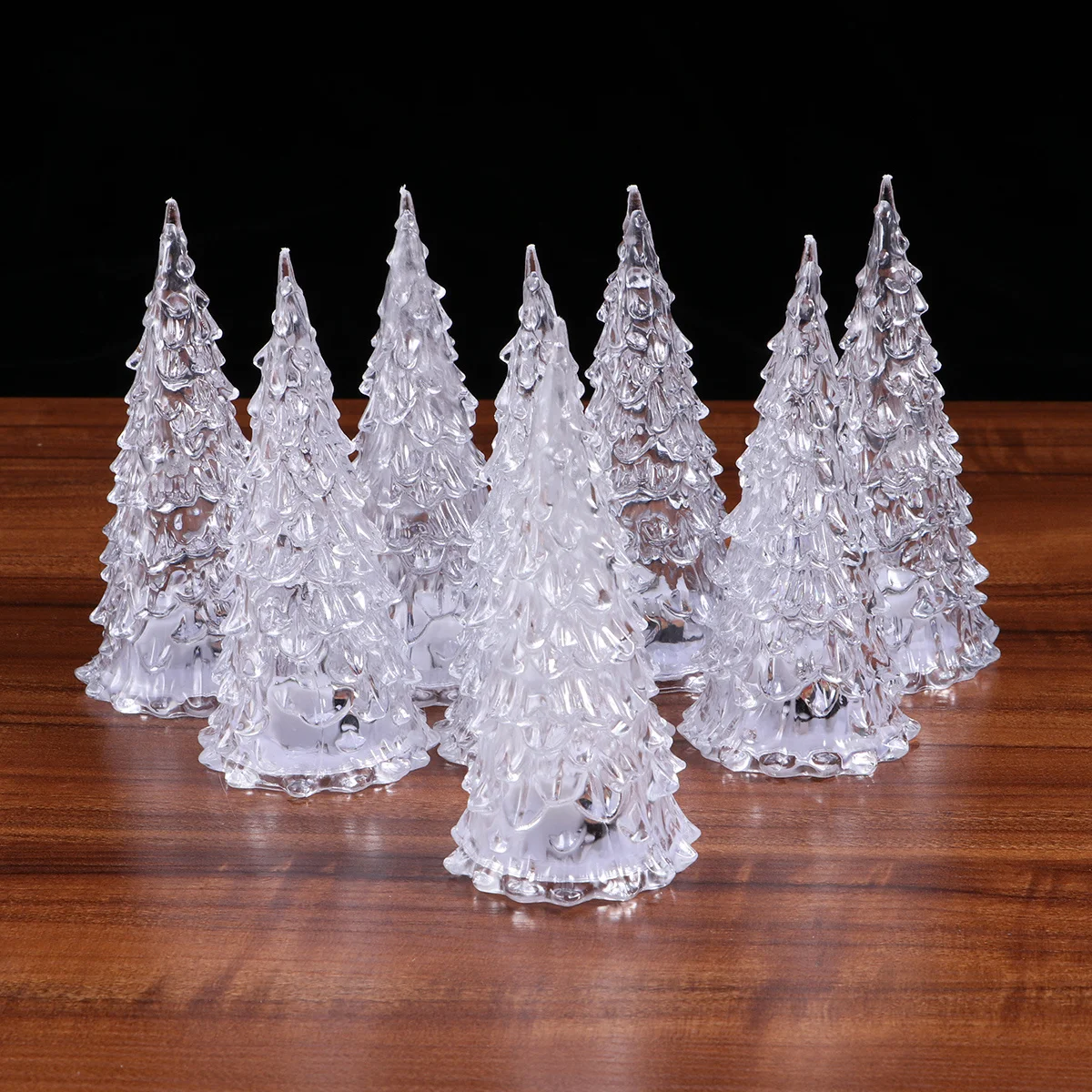 

12 Pcs Xmas Trees Mini Crystal Christmas Color Changing LED Tabletop Desktop Decor Acrylic