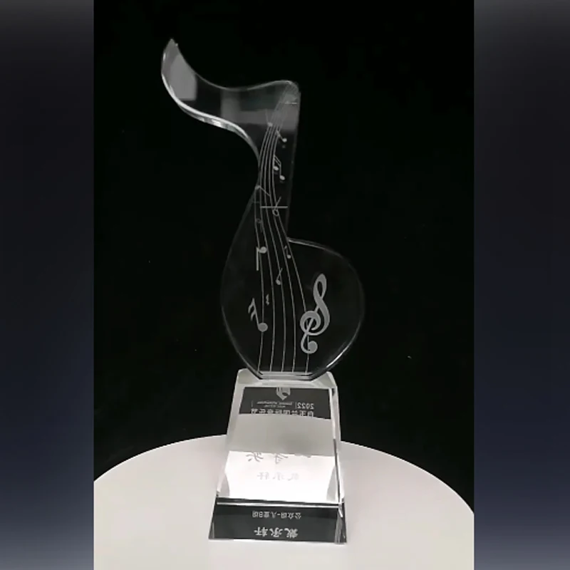 

Custom Creative Music Note Crystal Trophy, Singing Competition Excellent Annual Meeting Souvenir Gift Home Decoration Award, 1Pc