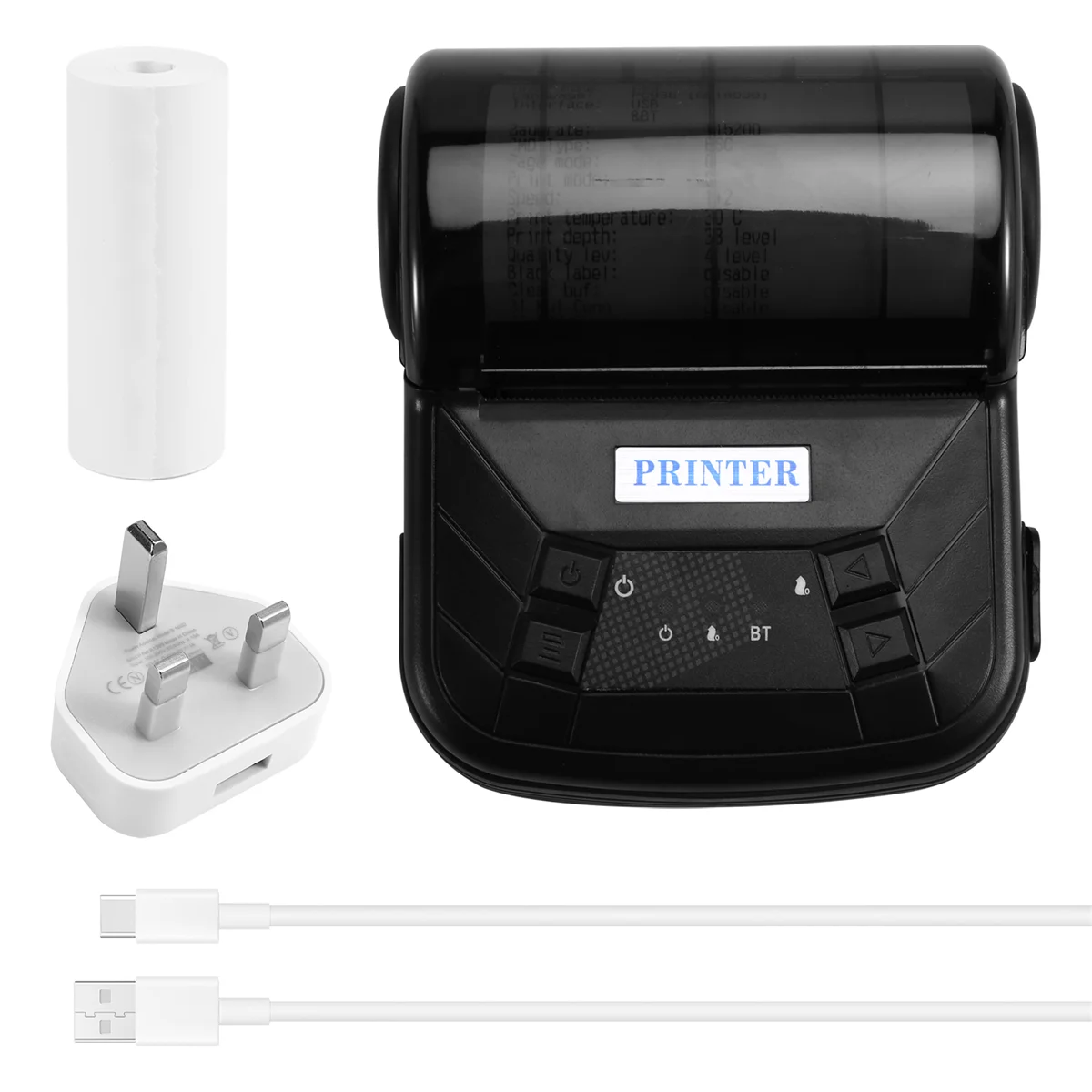 

ATP-80mm Mini Thermal Printer Portable, Design High Speed Bluetooth Printer for Android, IOS, UK Plug