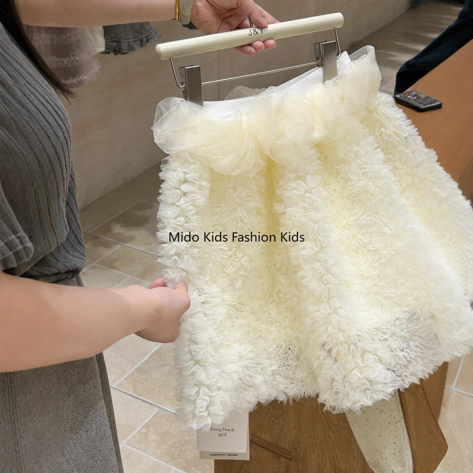 2025 خريف شتاء جديد المخملية بطانة مزاجه زهرة الدانتيل نصف الجسم تنورة الفتيات المألوف مائة مع تنورة الأميرة #2