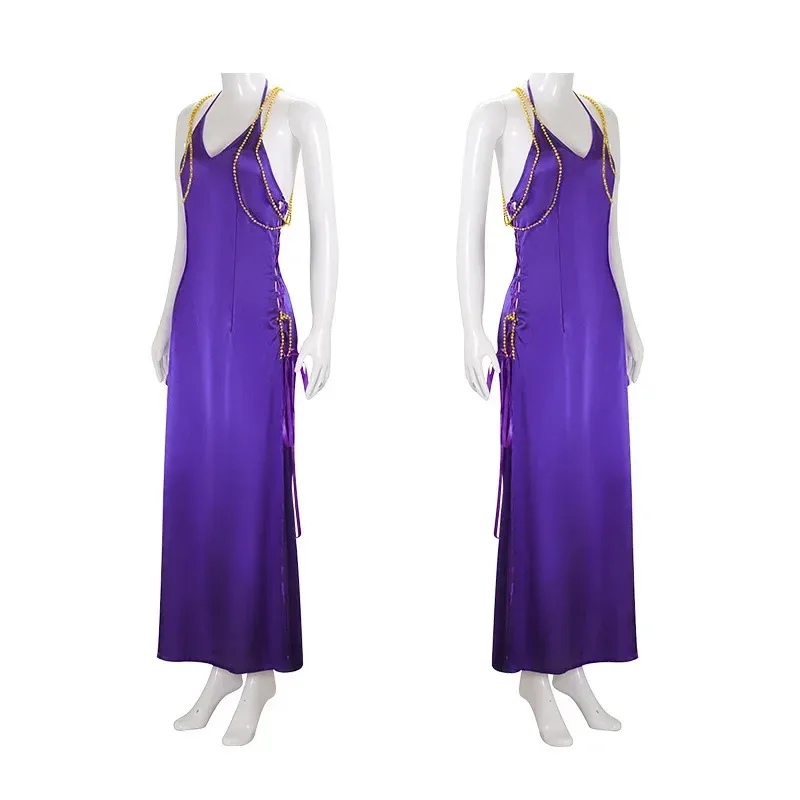 

Anime Nami purple dress anime cosplay costume woman sexy outfit purple tight split dress halloen Carnival party suit