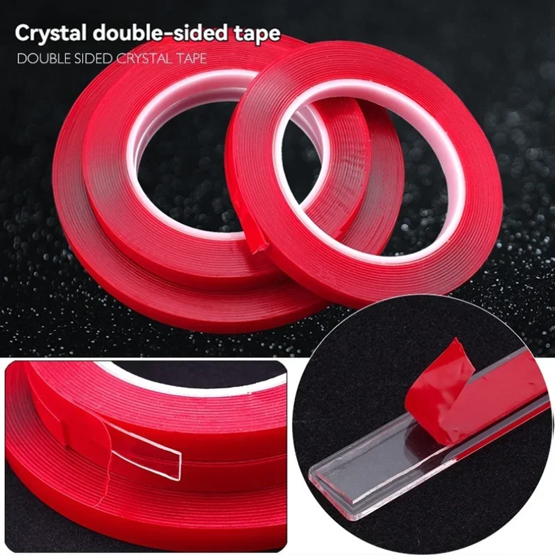 300cm Red Film Transparent Silicone Double Sided Tape Sticker For Car High Strength High Strength No Traces Adhesive Stickers