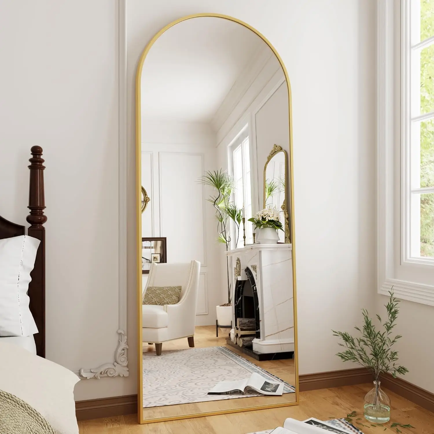 Full Length Mirror, 70"x26" Floor Mirror with Stand, Arched-Top Mirror Hanging or Leaning, Standing Mirror, Body Mirror, W