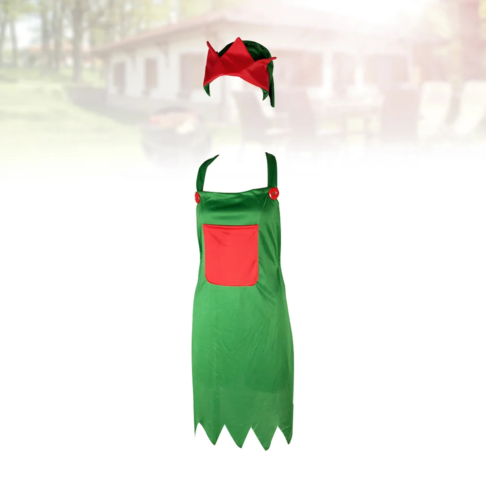 Christmas Themed Apron Hat Set Kitchen Restaurant Servants Dinner Aprons Festive Party Decorations christmas apron