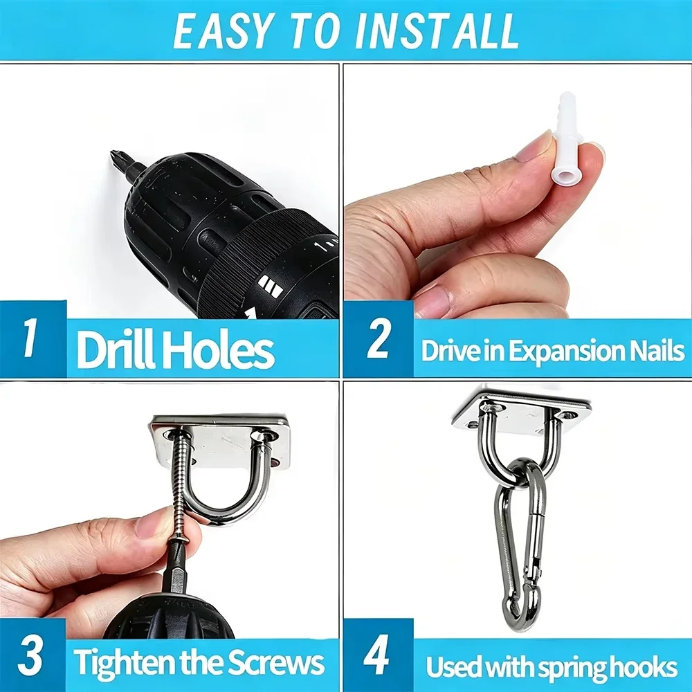 Stainless Steel Square Wall Hanging Hook Installation Ceiling Hook For Gym Training Aerial Yoga Sex Swinging Suspension EtcM5-M8