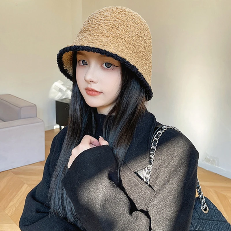 Winter Knitted Bucket Hat Men Women Fashion Korean Style Hip Hop Graffiti Fishing Fisherman Hat Outdoor Travel Windproof Gorros