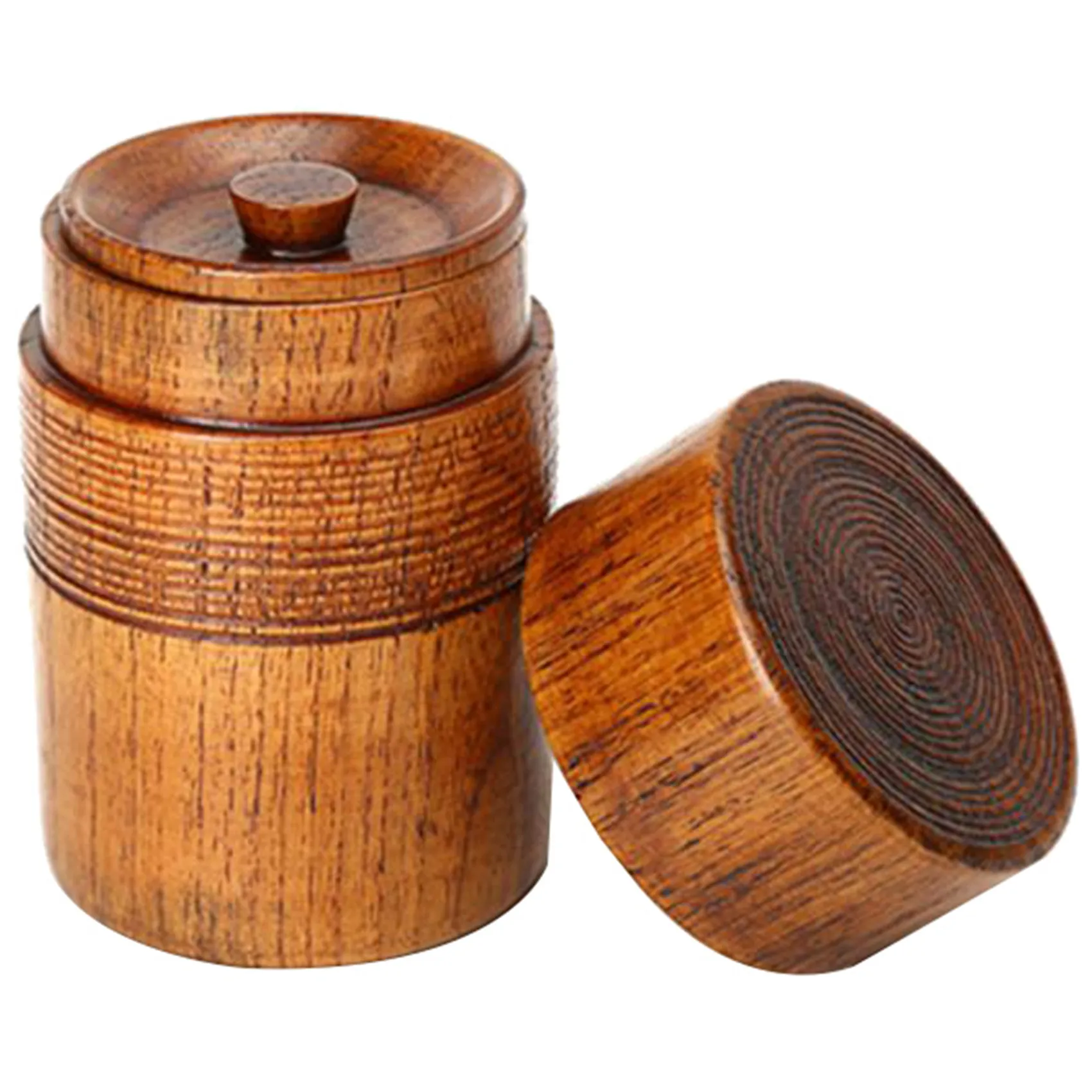 THIVN-Wooden Tea Pot Handmade Kung Fu Tea Set Portable Travel Tea Storage Candy Nut Coffee Bean Powder Boxed Sealed Can,2 Pcs