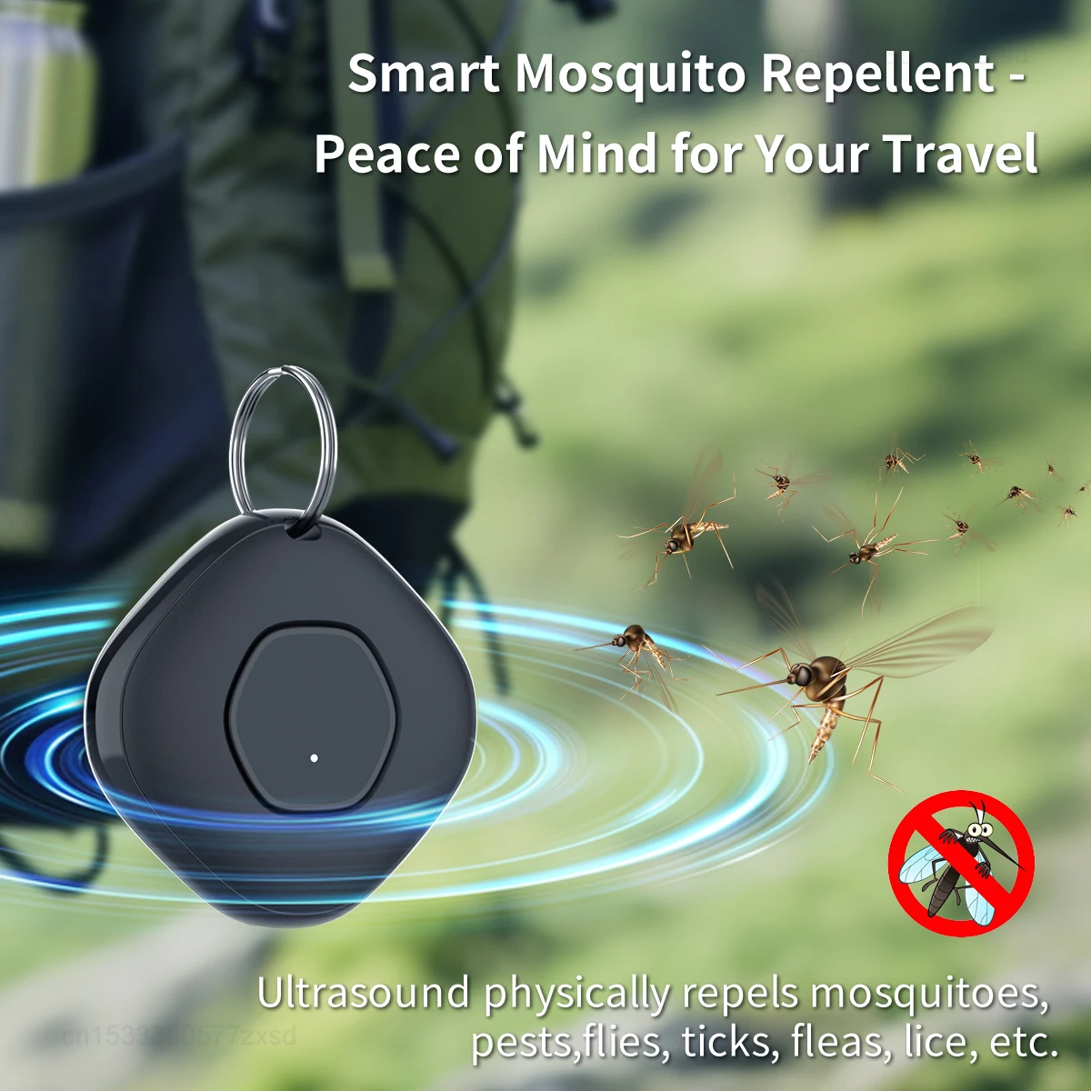 Ultrasonic Mosquito Repellent Pendant Electronic Mosquito Repellent for Child Adult Outdoor Portable Mosquito Control Keychain