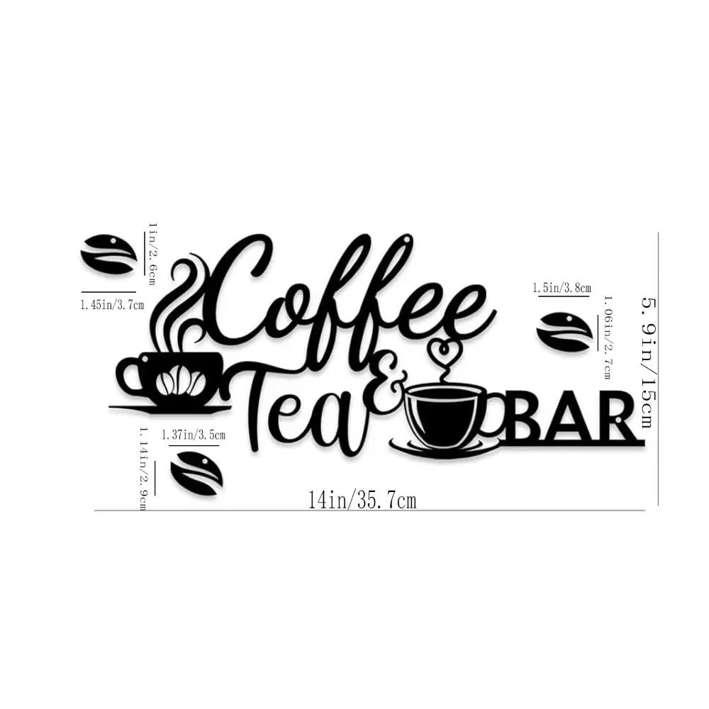 BrewBloom Metal Coffee Bar Sign - Bean Design Wall Art for Coffee & Tea Bars, Rustic Decor for Home Kitchen/Office Walls