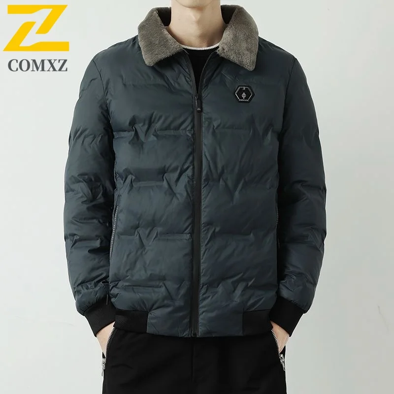 

COMXZ новые мужские стеганые куртки с воротником-стойкой, деловая теплая стеганая куртка для отдыха, однотонная легкая удобная зимняя куртка