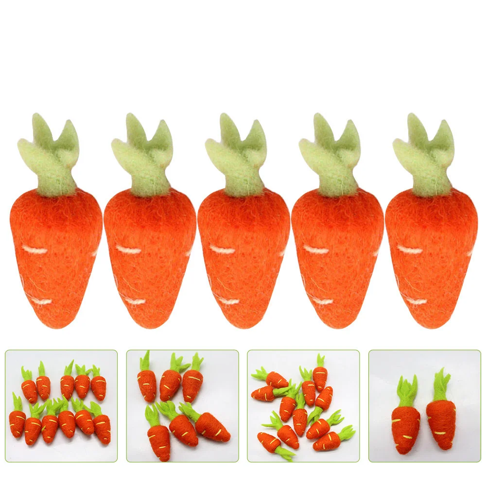 5 Pcs Felted Radish Wool Carrot Ornament Basket Decorate DIY Charm Brooch Hairpin Accessories Decors Bride