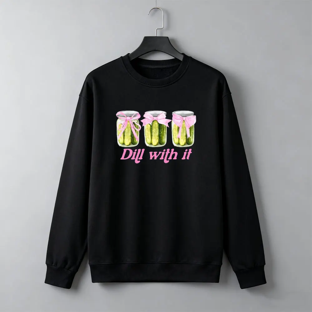 

Забавный женский свитшот с изображением укропа и маринования, милый свитер для любителей маринования, кокетка, толстовка с маринованными баночками для любителей улицы