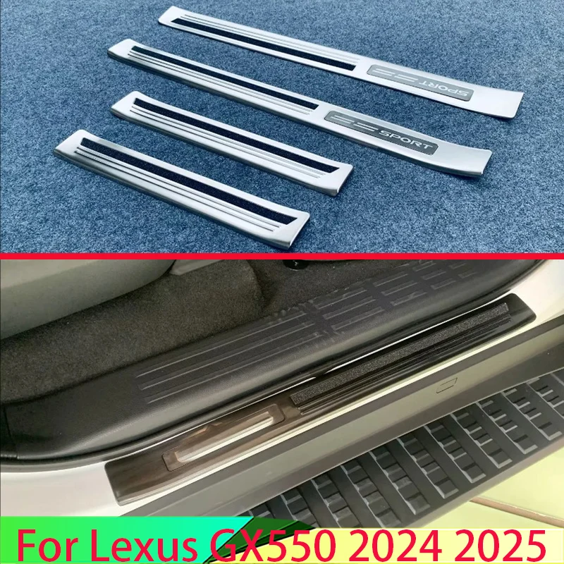 For Lexus GX550 2024 2025 Car Accessories Stainless Steel Inner Ouside Door Sill Panel Scuff Plate Kick Step Trim Cover